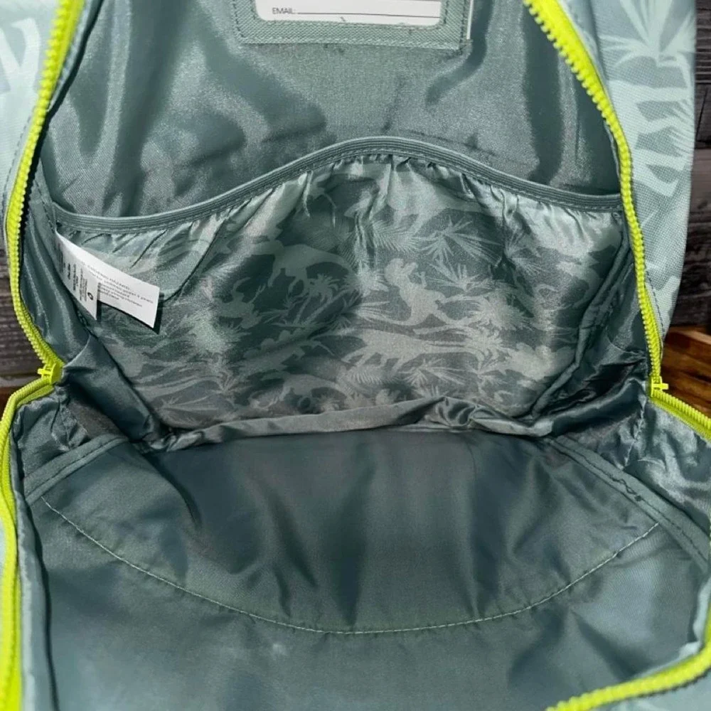 Gray and neon green backpack with matching lunchbox